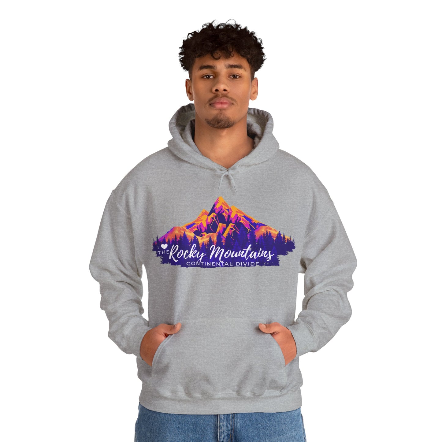 Men's “I Love the Rocky Mountains” Hoodie  — Scenic Mountain Graphic Pullover