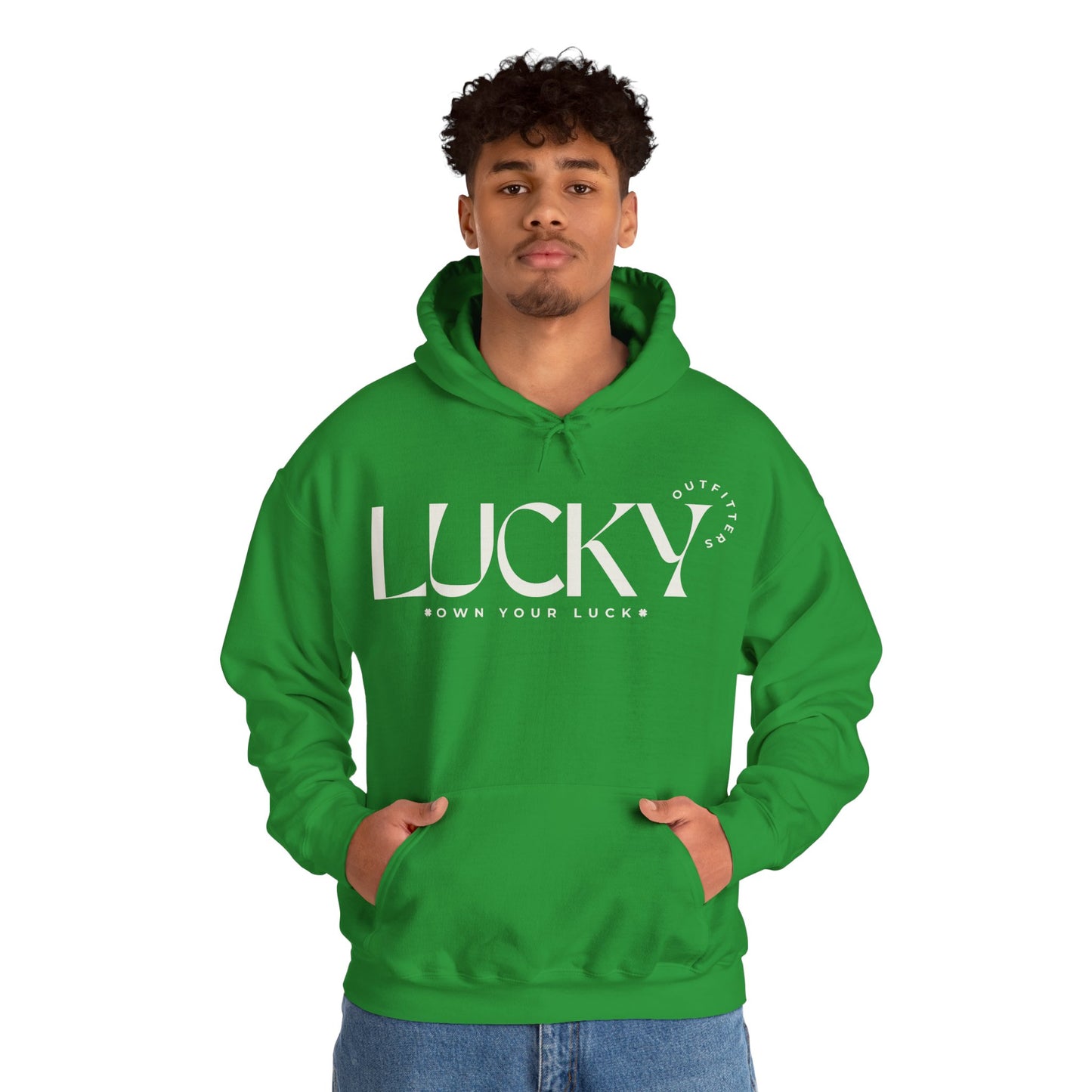 Men's Lucky Hoodie - LUCKY Outfitters Off White Graphic Unisex Pullover