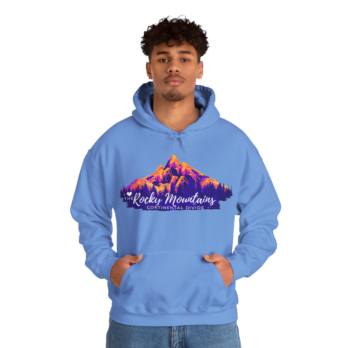 Men's “I Love the Rocky Mountains” Hoodie  — Scenic Mountain Graphic Pullover
